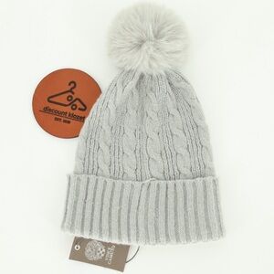 Vince Camuto Light Gray Cable Knit Beanie with Pom-Pom NWT